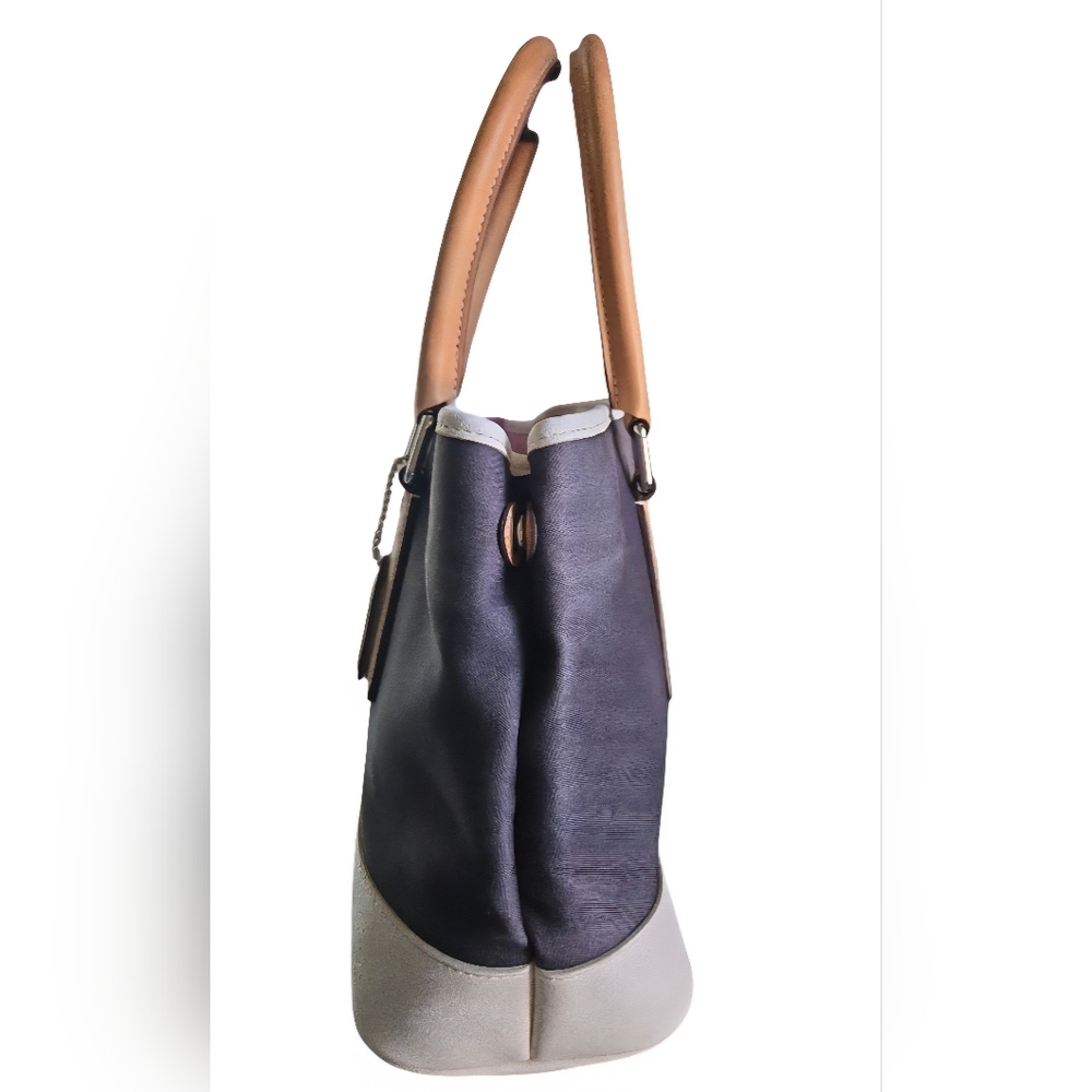 Navy and Tan Structured Tote Bag - Picture 4 of 16